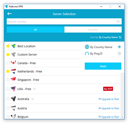 Hideme Windows interface