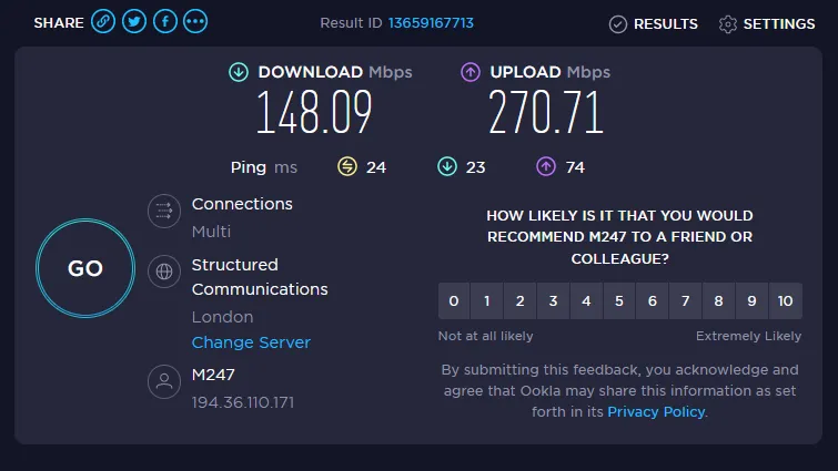 Hideme VPN snelheid UK