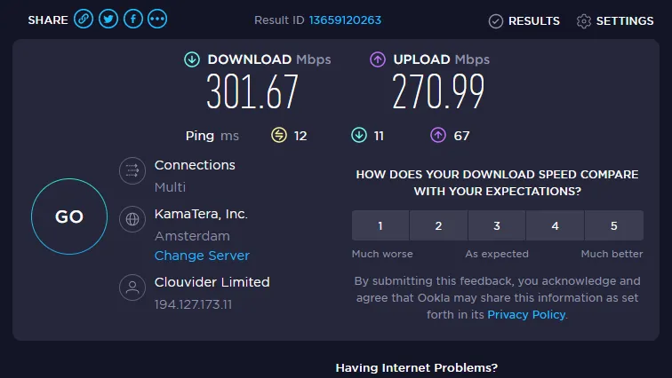 Hideme VPN snelheid Nederland