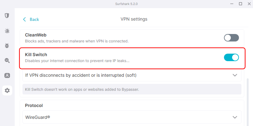 Surfshark kill switch