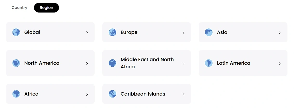 Saily eSIM regionale plannen
